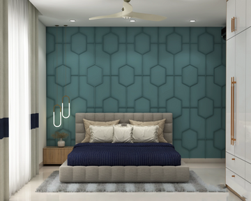 Contemporary And Spacious Guest Bedroom Design With Grey Interiors